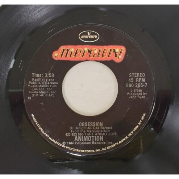 Record 45 RPM Vinyl Animotion Obsession/ Turn Around VINTAGE 1984 - Picture 5 of 6
